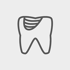 Image showing Tooth decay thin line icon