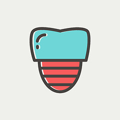 Image showing Tooth implant thin line icon