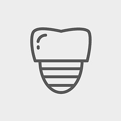 Image showing Tooth implant thin line icon