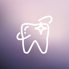 Image showing Shining tooth thin line icon