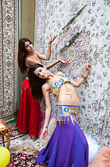 Image showing Girl on background of carpet Arab style