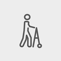 Image showing Disabled person with walker thin line icon