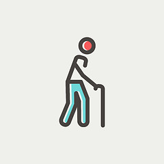 Image showing Man with Cane thin line icon