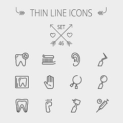 Image showing Medicine thin line icon set