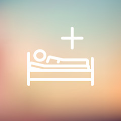 Image showing Medical bed with patient thin line icon