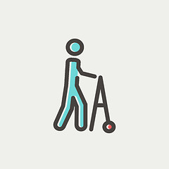 Image showing Disabled person with walker thin line icon