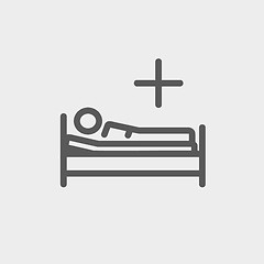 Image showing Medical bed with patient thin line icon
