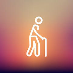 Image showing Man with Cane thin line icon