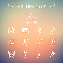 Image showing Medicine thin line icon set