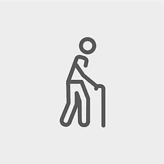 Image showing Man with Cane thin line icon