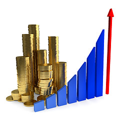 Image showing Business Chart and gold coins