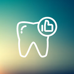Image showing Healthy tooth thin line icon
