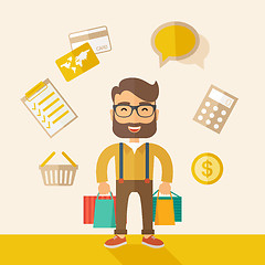 Image showing Funny businessman with shopping bags