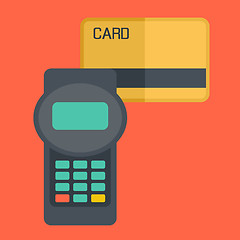 Image showing Credit card terminal with cards