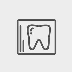 Image showing Tooth protected by a glass thin line icon