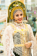 Image showing The girl in the Orenburg downy shawl