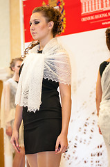 Image showing The girl in the Orenburg downy shawl,