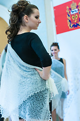 Image showing The girl in the Orenburg downy shawl,