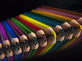 Image showing group of colour wooden pencils