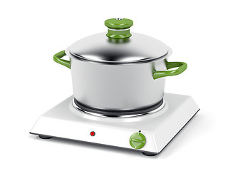 Image showing Hot plate and cooking pot 