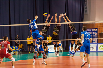 Image showing The game of volleyball,