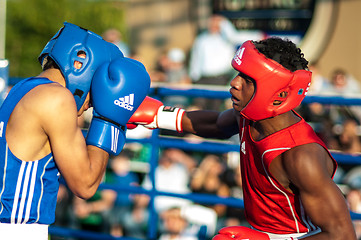 Image showing A boxing match between Alayn Limonta (Havana, Cuba) and Mamedov Gabil (Orenburg, Russia)