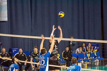 Image showing The game of volleyball,