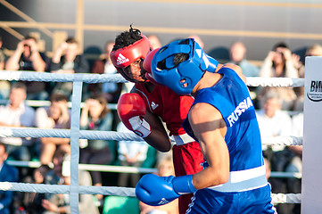 Image showing A boxing match between Alayn Limonta (Havana, Cuba) and Mamedov Gabil (Orenburg, Russia)