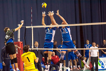 Image showing The game of volleyball,