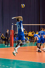 Image showing The game of volleyball,