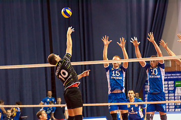 Image showing The game of volleyball,