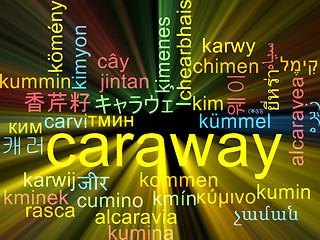Image showing Caraway multilanguage wordcloud background concept glowing