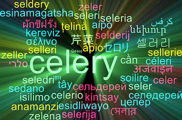 Image showing Celery multilanguage wordcloud background concept glowing