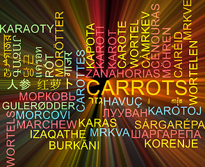Image showing Carrots multilanguage wordcloud background concept glowing