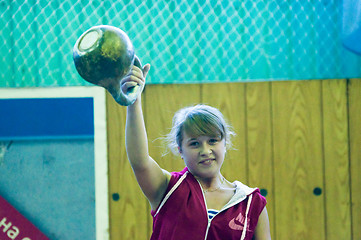 Image showing The girl in the kettlebell sport