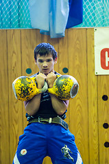 Image showing The boy in the kettlebell sport