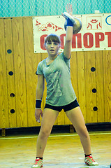 Image showing The girl in the kettlebell sport