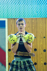 Image showing The boy in the kettlebell sport