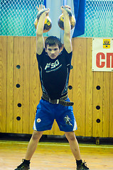 Image showing The boy in the kettlebell sport