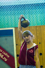 Image showing The girl in the kettlebell sport