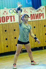 Image showing The girl in the kettlebell sport