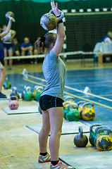 Image showing The girl in the kettlebell sport