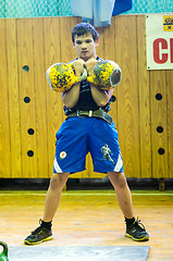 Image showing The boy in the kettlebell sport