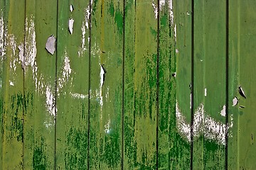 Image showing Dirty, stained by a paint the hammered together fence