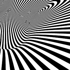 Image showing Pattern with optical illusion. Black and white background. 