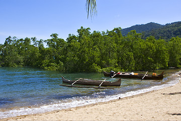 Image showing madagascar nosy be rock stone branch boat palm lagoon and coastl