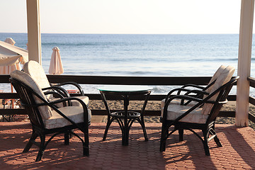 Image showing greece beach umbrella