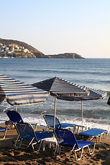 Image showing greece beach umbrella