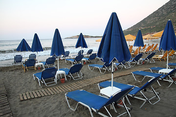 Image showing greece beach umbrella