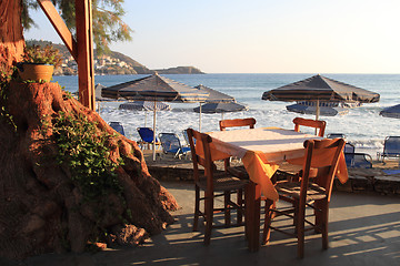 Image showing greece beach umbrella